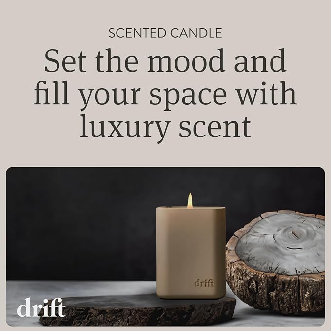 Drift Vanilla Woods Scented Candle - Clean Oil Premium Home Decor Fragrance - 60 Day Burn Time - 10.5 oz