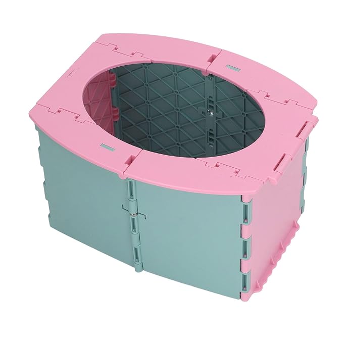 Portable Toddler Toilet, Lightweight Foldable Baby Potty with Cleaning Bag, Easy to Carry and Store, Good for Training Camping Travel (Green Pink)
