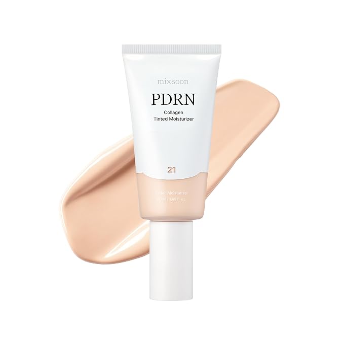 mixsoon PDRN Collagen Tinted Moisturizer - Skincare-Infused Base with Rice PDRN & Peptides, 24H Vibrant Glow & Luminous Hydration, 10 Shades 50ml / 1.69 fl.oz. Korean Glass Skin (No. 21 Soft)