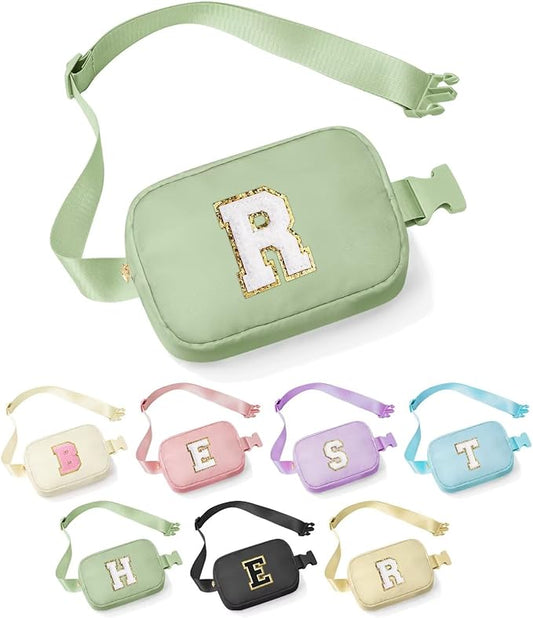 YOOLIFE Belt Bag - Women's Crossbody Fanny Pack in Green with Monogram