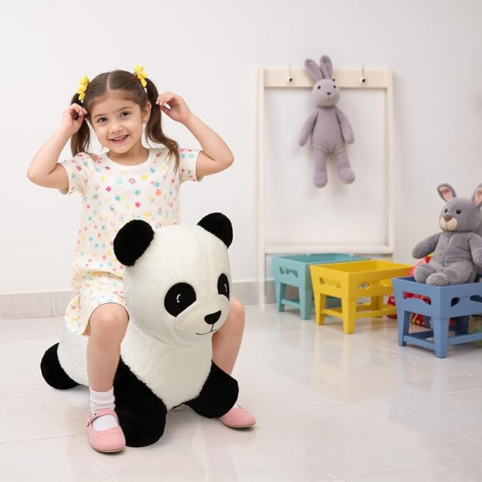 INPANY Bouncy Horse, Panda Hopper Toys, Toddler Plush Bouncing Animal, Kid Inflatable Ride on Rubber Bouncer, Outdoor Cool Birthday Gift for 2 3 4 Yr Boy Girl