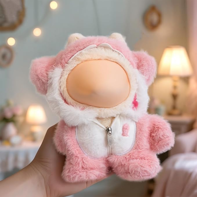 Doll Clothes Outfit Set,17cm Handmade Dolls Keychain Accessories for Kawaii Clothing Set with Details Outfit Accessories, Pink Shark Clothes,Faking Animal Style Outfit Jumpsuit(NO Doll)