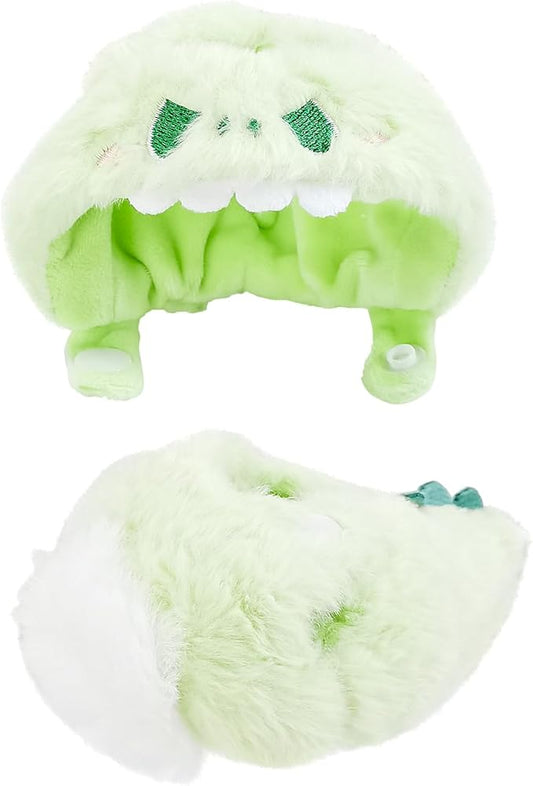 Doll Clothes, Compatible with Labubu, Animal-Inspired Hoodie Outfit with Accessories, Soft Fabric Collectible Apparel for Display (NO Doll) (Green Dinosaur)