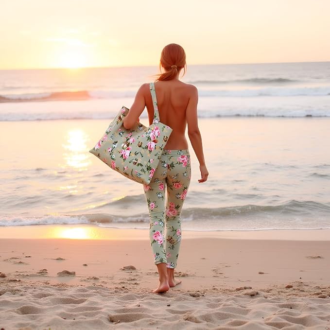 Yoga Mats bag for Women, Canvas Bags for Yoga Mat & Blocks Women, Floral Gym Valentine's Day Gifts for Yoga Lover