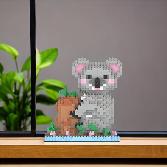Larcele Animal Series Micro Building Blocks Animal Set, DIY Mini 3D Building Toy Bricks,1000 Pieces KLJM-07 (Koala)