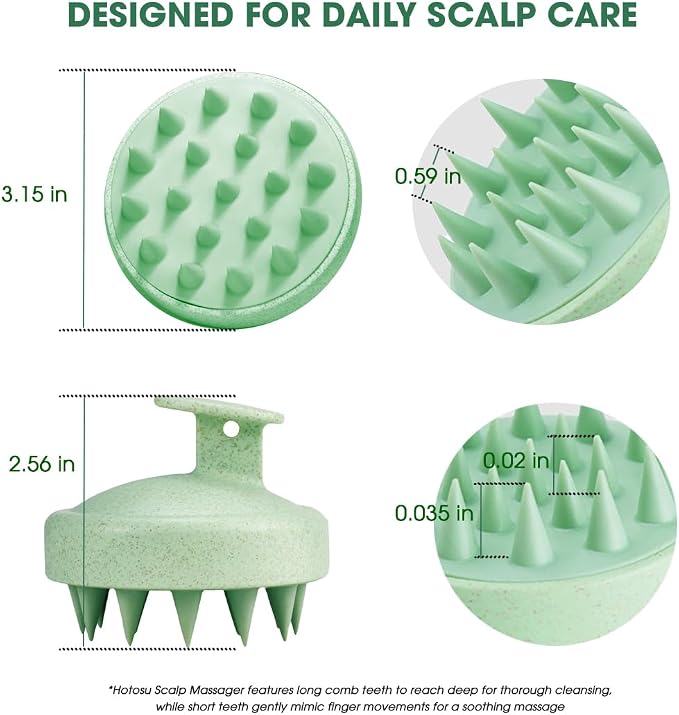 Scalp Massager Brush for Hair Growth – Silicone Scalp Scrubber & Scalp Exfoliator – Manual Scalp Massager Brush for Wet or Dry Use – Hair Massager Scalp Shampoo Brush Tool (Green)