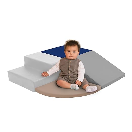 Playtime Essentials 4-Piece First Steps Corner Climber Climbing Foam Block Set for Little Kids – Indoor Toddler & Baby Soft Playset for Children to Climb and Crawl and Slide - Navy Neutral