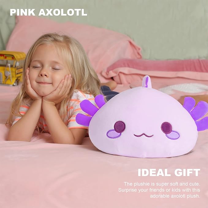 Onsoyours Cute Axolotl Plush, 19" Soft Large Stuffed Animal Salamander Big Plush Pillow, Kawaii Plushie Toy for Kids (Pruple Axolotl, 19")