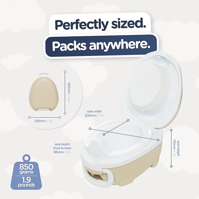 My Carry Potty - Natural Beige Travel Potty, Award-Winning Portable Toddler Toilet Seat for Kids to Take Everywhere