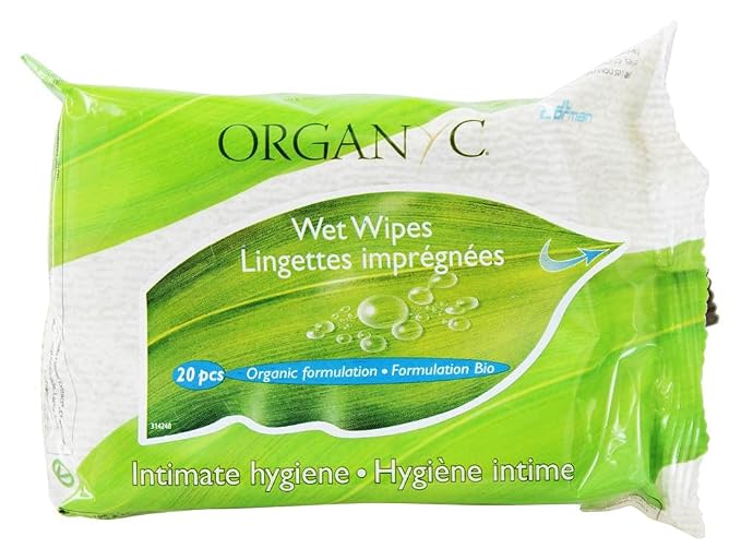 Organyc Feminine Hygiene Wipes, 20 Pieces Pack