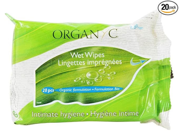 Organyc Feminine Hygiene Wipes, 20 Pieces Pack