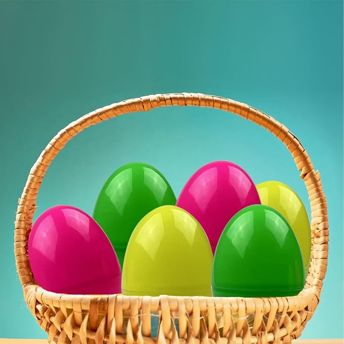 Jofan 6 Pack Prefilled Jumbo Plastic Easter Eggs with Light Up Bath Toys Inside for Kids Boys Girls Toddlers Easter Basket Stuffers Gifts Party Favors