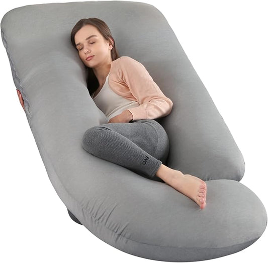 Elover Cooling Pregnancy Pillows for Sleeping,U Shaped Full Body Pillow with Removable Cover,Pregnant Women Must Haves,Maternity Essential,Light Grey