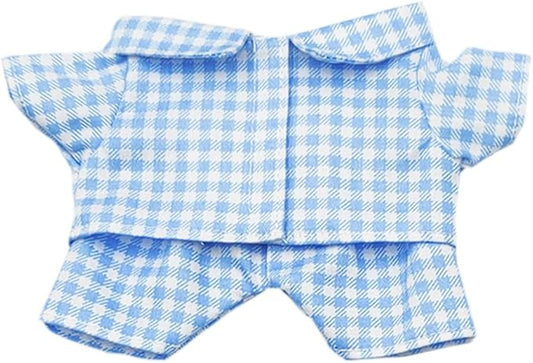 niannyyhouse 10cm 15cm 20cm Plush Doll Clothes Shirt Pants Multi-Color Plaid Pajama Set Doll Dressup (Blue, 20cm)
