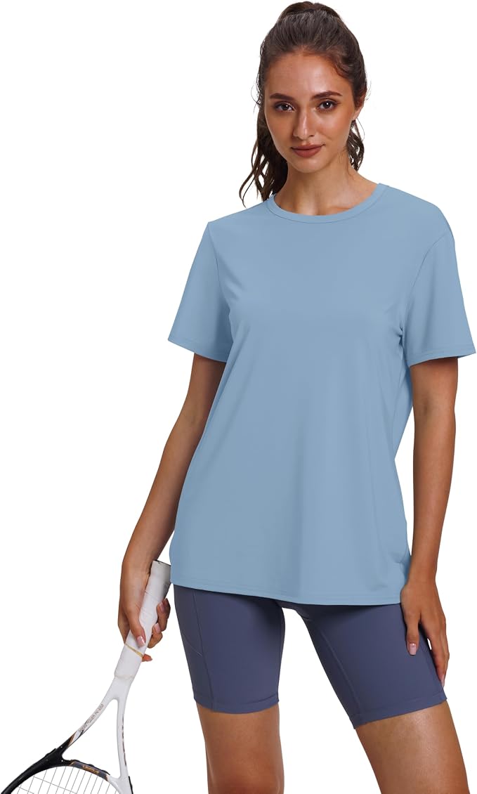 OFEEFAN Workout Tops for Women UPF 50+ Breathable Quick Dry Loose Fit T Shirt Outdoor Yoga Running Hiking Gym Tee Top