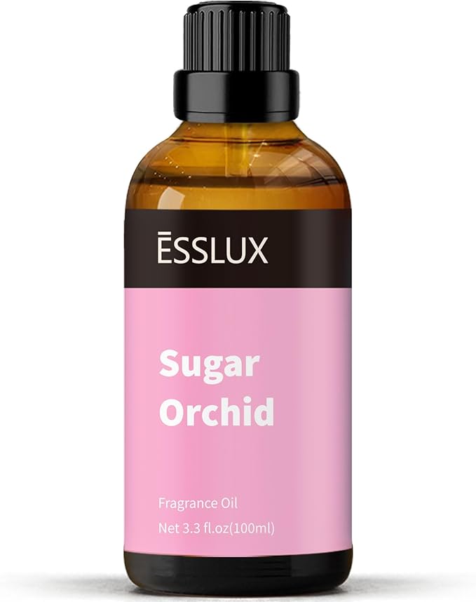 Sugar Orchid Fragrance Oil, ESSLUX Essential Oils for Candle Making 100ml 3.3 oz, Inspired by Yara Perfume Oils for Home for Diffuser, Massage, Soap, Large Single Scented Oils