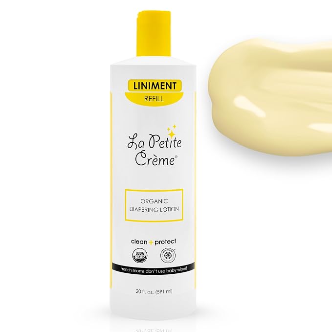 La Petite Creme French Premium Diapering Lotion - Diaper Cream Alternative to Baby Wipes - Gentle Moisturizer & Skin Cleanser with USDA Certified Organic Ingredients - Baby Essentials (20 oz)