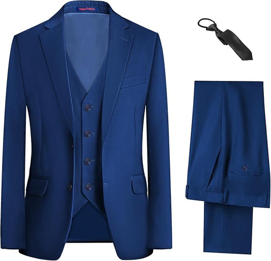 Happy Dolphin Boys Suit Set Modern Fit Kids Suits Adjustable Waist Boys Wedding Outfit for Boy Communion Suits for Boys