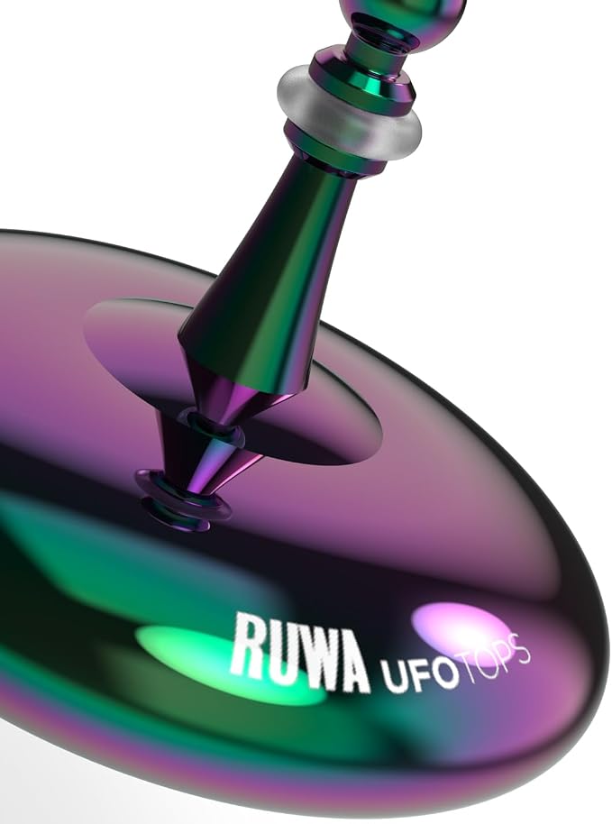 UFO Tops Ruwa - Metal Spinning Fidget Toy Top - Inspired by The 1994 USS Ruwa, Zimbabwe UFO Incident - Psychedelic Stainless Steel