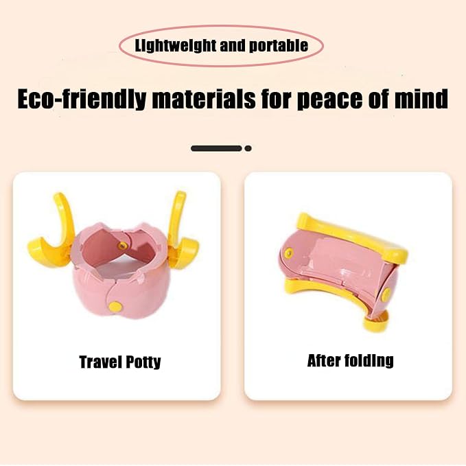 PandaEar Portable, Foldable Potty Seat for Toddler, Travel Toilet Seat Emergency Toilet for Car, Outdoor, Camping, Toddler Travel Essentials (Pink)