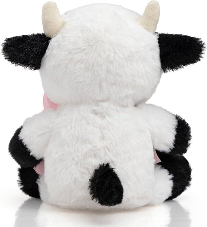 Cow Stuffed Animal Baby Cow Plush with Big Bow Tie Cute Plush Toy Gift for Kids 10''