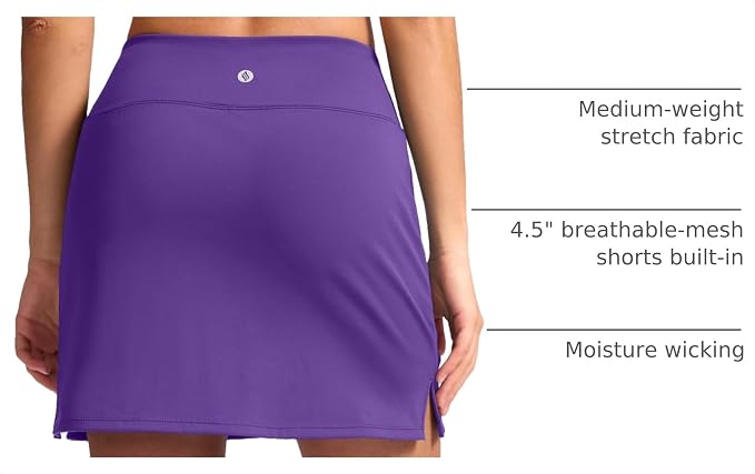 16" Skorts with 2 Pockets | Side Slits, High Waisted, A Line, Casual, Pickleball, Athletic, Golf, Tennis Skirt, for Women
