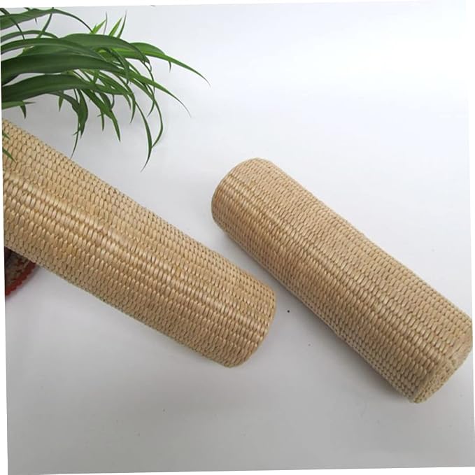 Homoyoyo 1pc Straw Cervical Pillow Neck Pillows for Travel Yoga Memory Bolster Pillow Sleeping Pillow Natural, 30x9cm, Beige