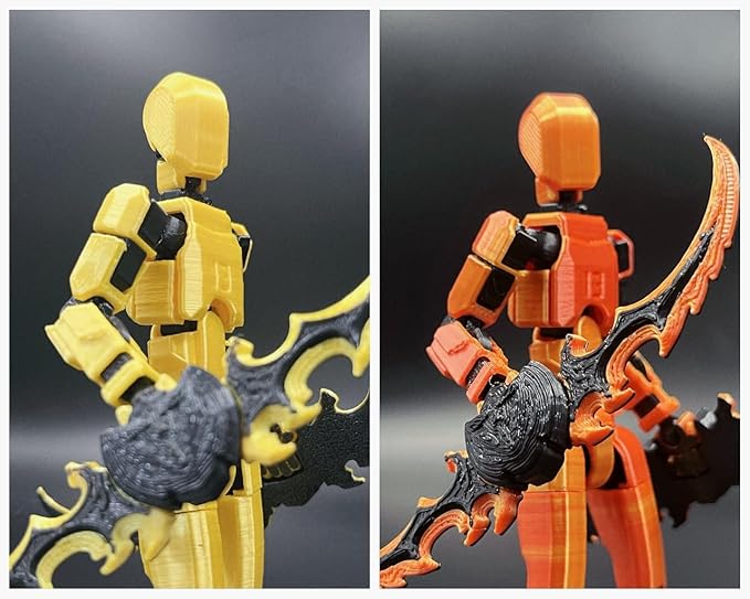 T13 Dummy Action Figure Set (Assembly Completed), 3D Printed Multi-Jointed Movable Titan 13 Lucky 13 Mobile Robot, Nova 13 Action Figures Desktop Decorations for Game Lovers Toy (Gold Pink