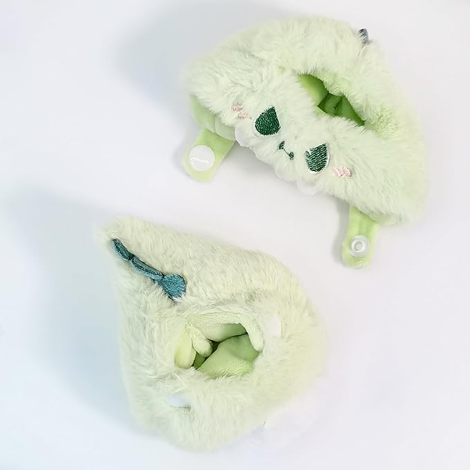 Clothes for 17cm Dolls, Cute Dinosaur Shark Bunny Outfit, Soft Accessories Set, Zip-Up Style (No Doll) Green Dinosaur