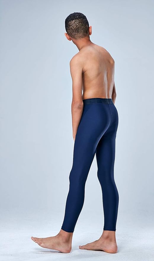 DEVOPS 2 Pack Youth & Boys Thermal Compression Baselayer Sport Tights Fleece Lined Pants & Long Sleeve Top