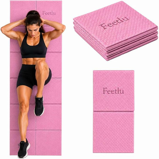 Foldable Yoga Mat, 6mm Thick, 72L x 24W Inch, Lightweight, Anti-Slip, and Easy to Store – Perfect for Travel, Yoga, Pilates, Home Workouts, and Floor Exercises