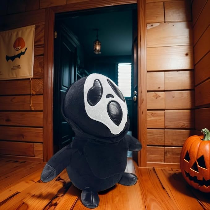 Spooky Horror Plush with Phantom Mask Creepy Stuffed Animal Toy Scary Doll for Kids and Game Fans Great Gift for Birthday Halloween Christmas Party