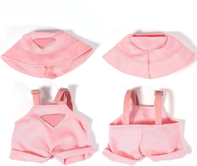 AICase for 17cm Doll Clothes/Outfit,Clothes Set for 17cm Doll,2 Piece Set Hat Clothing,Boys and Girls Stylish Adorable Dolls Clothes Accessories_Pink