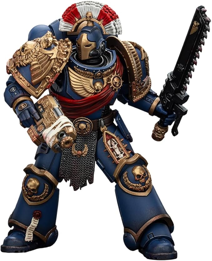 JOYTOY Warhammer 40,000 1/18 Action Figure Ultramarines Relic Secundus Armour with Artificer Bolt Rifle, chainsword and Bolt Pistol Collection Model Birthday Gifts