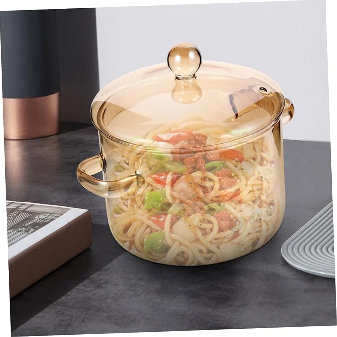 Heat Resistant Borosilicate Glass Stew Pot with Lid Kitchen Cookware for Cooking Stewing Capacity for Home Use Energy Efficient Design