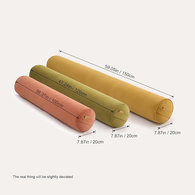 Body Pillow for Adults, Amber Orange, 59"*7.87" | Long Round Pillow, Big Cylindrical, Full Bolster, For Side Sleepers
