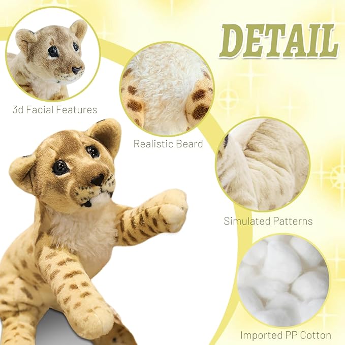 Lion Stuffed Animals 24" Stuffed Lion Plush Pillow Realistic Stuffed Animals Lion Plush Toys Safari Animals Toys Jaguar Cute Plushies Birthday for Kids Boys Girls