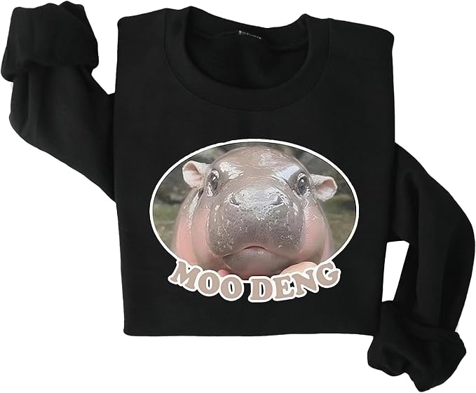 YOUNG GREEN Moo Deng Sweatshirt Moo Deng Bouncy Pig T-Shirt The Cute Baby Hippo Sweatshirt Gift For Moo Deng Lovers
