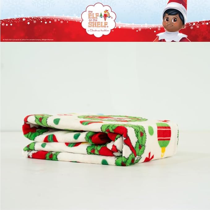 Elf On The Shelf Holiday Christmas Bedding Super Soft Silk Touch Throw, 40 in x 50 in, (Officially Licensed Product) by Franco