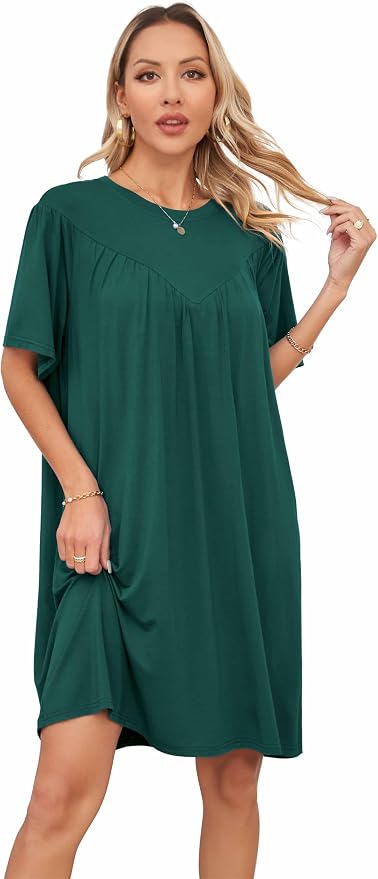 VintageClothing Nightgowns for Women Soft House Dresses Sleepshirts Short Sleeve Sleepwear Night Dress Moo Moo Nightgown