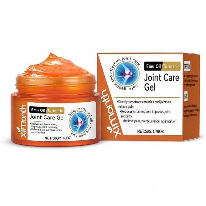 Ximonth Emu Oil Turmeric Joint Care Gel, 1 Pack 1.76 oz, Smooth Topical Massage Gel for Knees, Back, Neck, Shoulders, Hands & Feet, Fast-Absorbing Non-Greasy Daily Body Care Gel
