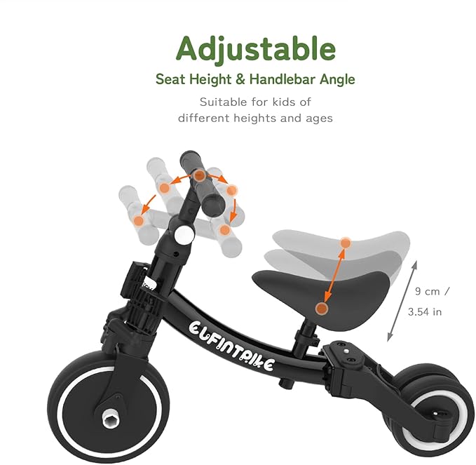 besrey 5 in 1 Toddler Bike for 1 Year to 4 Years Old Kids, Toddler Tricycle Kids Trikes Tricycle, Toys for Boy & Girl, Balance Training, Removable Pedals