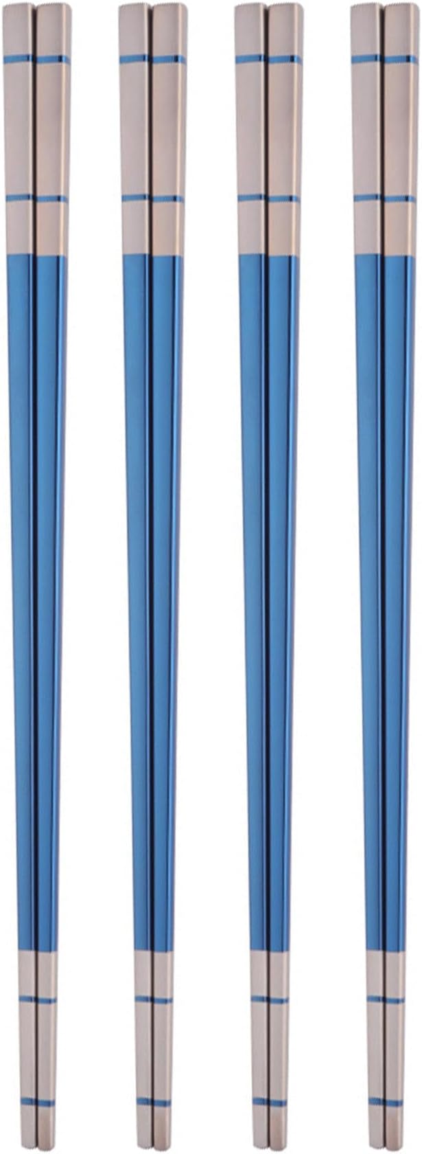 Reusable Stainless Steel Chopsticks,Dishwasher Safe , Easy to Use(4 PCS,blue)