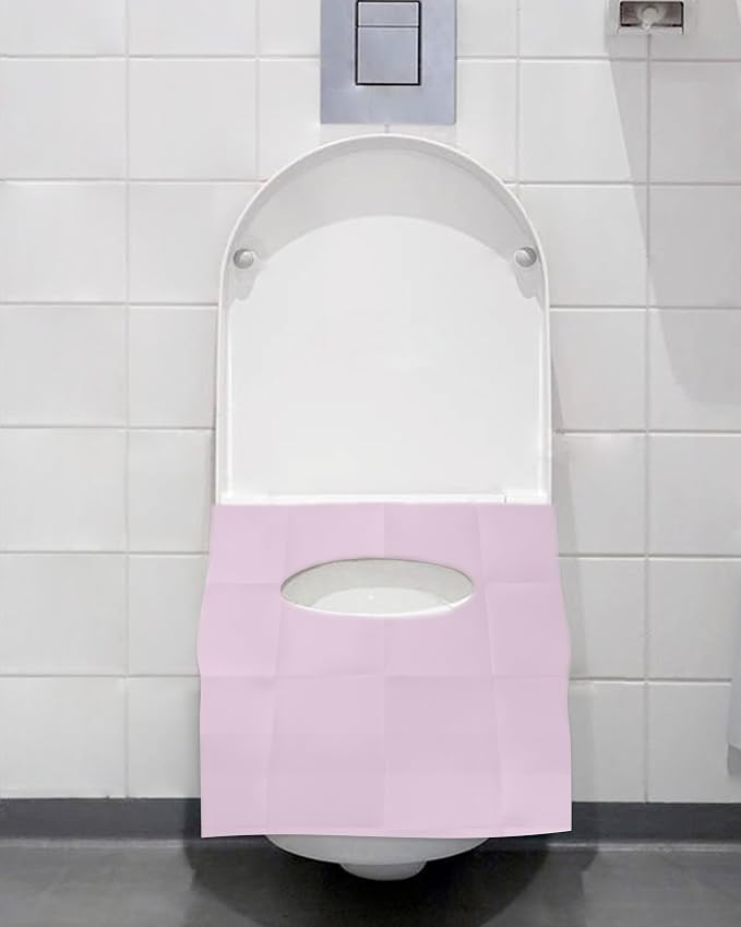FOGOSO 50 Pack Disposable Toilet Seat Covers 16x24 Inch Extra Large Individually Wrapped Toilet Seat Shields Travel Accessories for Adults Kids-Pink