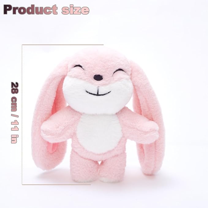 Bunny Plush Toy Stuffed Animal Funny Rotating Head Rabbit Plush Pillows Toy Cute Sensory Soft Stuffed Animals Doll That Show Your Mood Stuffed Bunny For Easter Christmas Birthday Gift，11in(Pink)