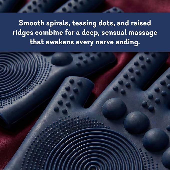 Pure Romance in Good Hands | Double-Sided Silicone Massage Gloves for Hands | Drive Them Wild with Textured Massage Tools for Back and Neck Stimulation