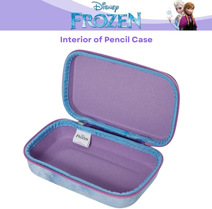 Innovative Designs Frozen Pencil Case Set with Stickers and Gel Pens for Kids, Molded with Zip Closure, Purple
