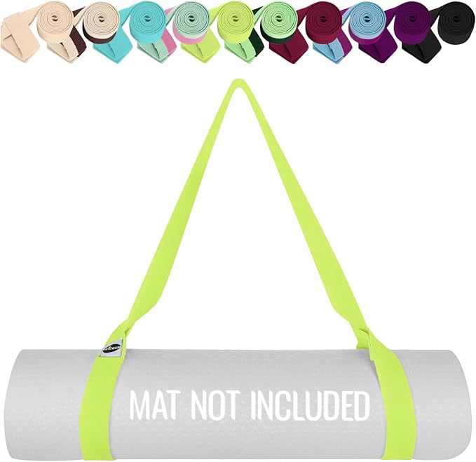 TECEUM Yoga Mat Strap – Extra Soft & Thick Cotton Carrier for All Mats | Adjustable Skin-friendly & Non-Slip Mat Holder Sling in 30+ Colors [Mat Not Included]