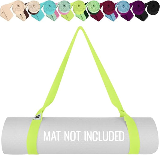 TECEUM Yoga Mat Strap – Extra Soft & Thick Cotton Carrier for All Mats | Adjustable Skin-friendly & Non-Slip Mat Holder Sling in 30+ Colors [Mat Not Included]