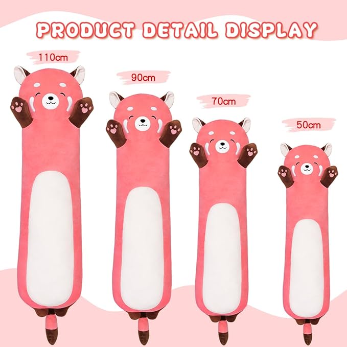 Cute Long Raccoon Plush Toy, Soft Hugging Plush Pillow, Kids Raccoon Plush for Girlfriend (Pink, 43.3inch/110cm)